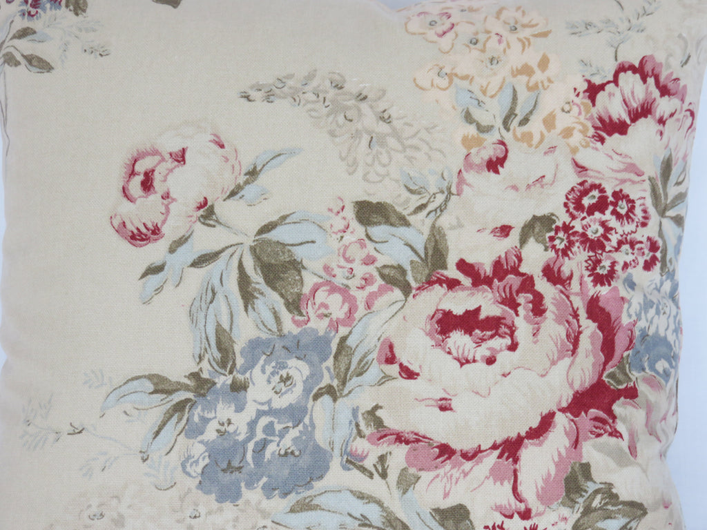 Angela Cream Floral Pillow Cover, Ralph Lauren Fabric, 17