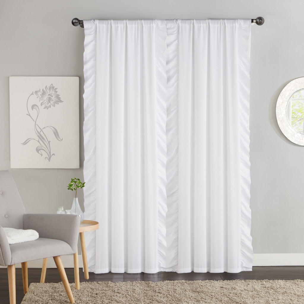 Amber Ruffle Side Blackout Curtain Panel Pair