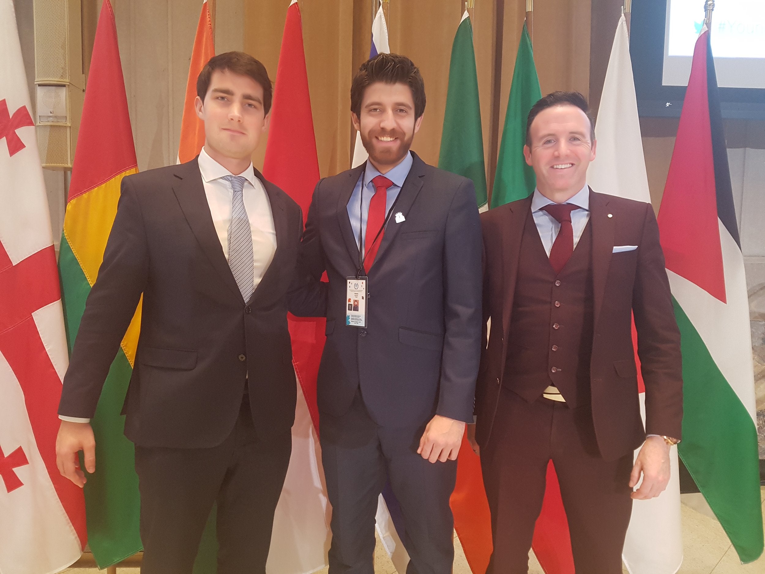 Members of Irish Parliament pose for a picture with the Founder of Peace by Chocolate Tareq Hadhad