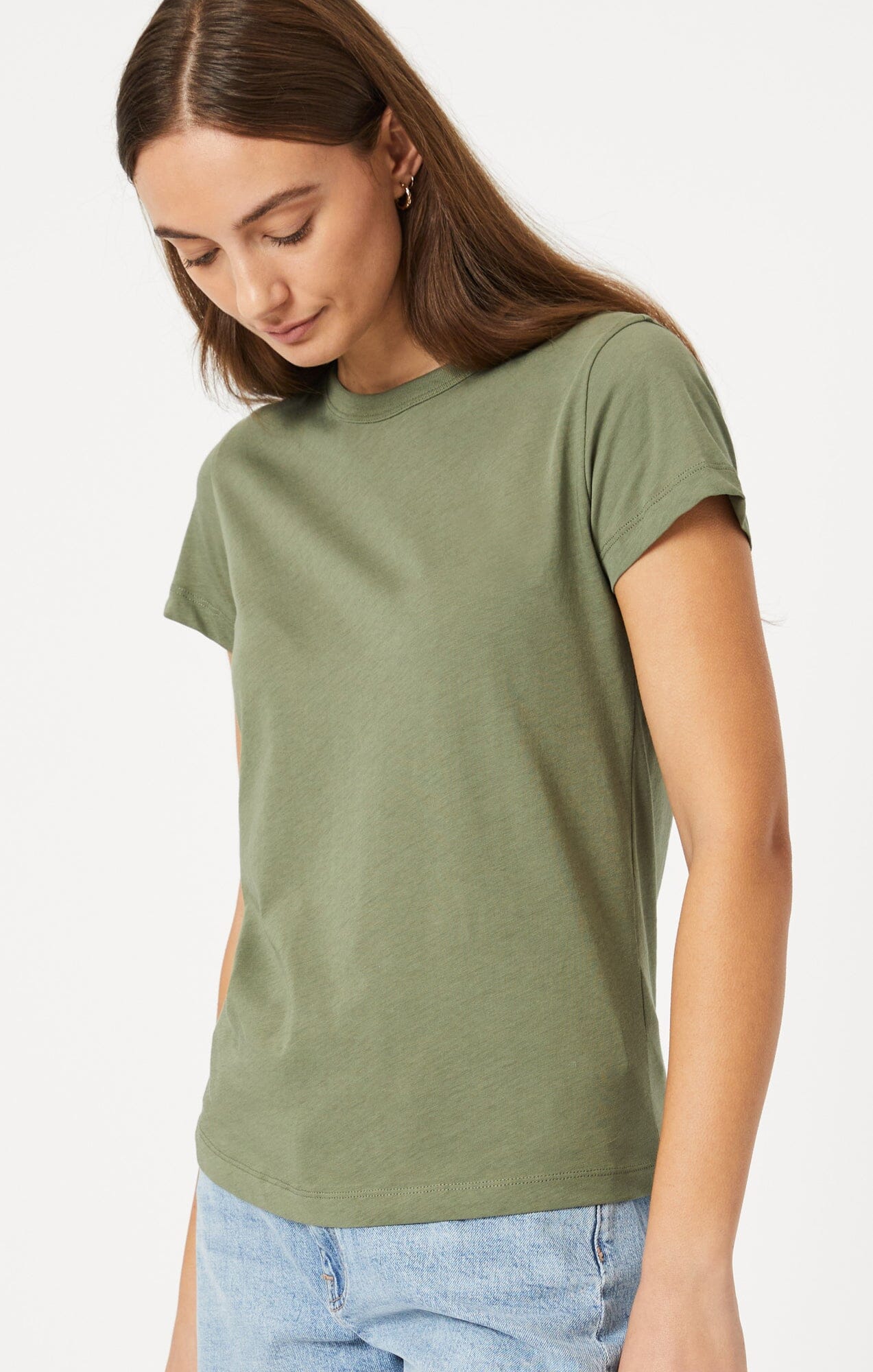 Shop Mavi Slim Crew Neck T-shirt In Deep Lichen Green