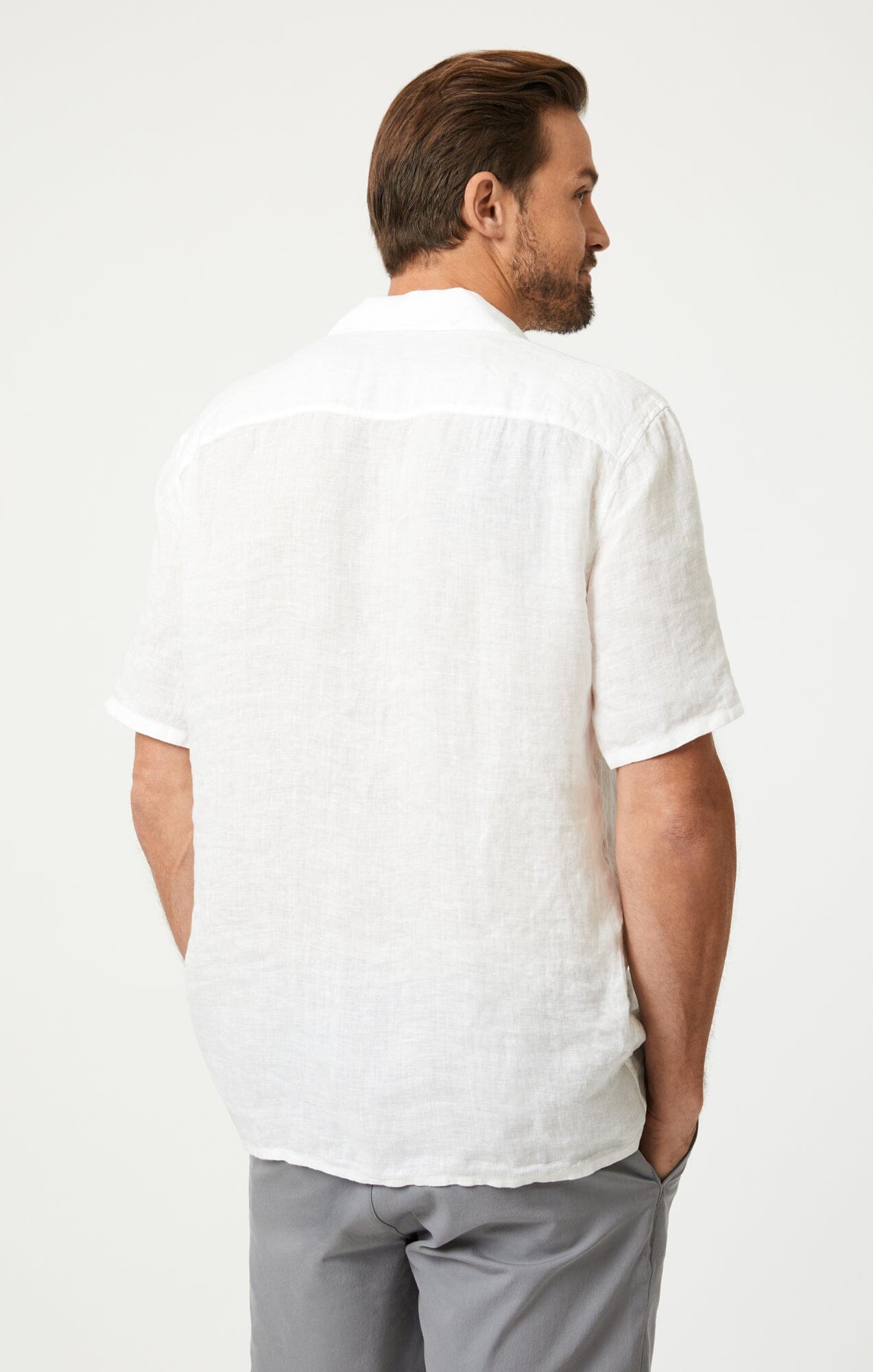 Shop Mavi Linen Short Sleeve Shirt In White