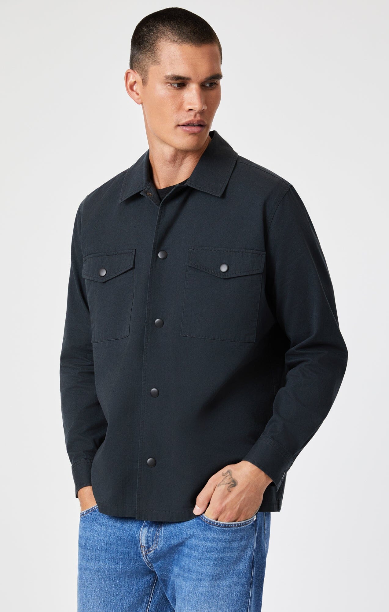 Mavi Men's Button Up-Long Sleeve Shirt in Black