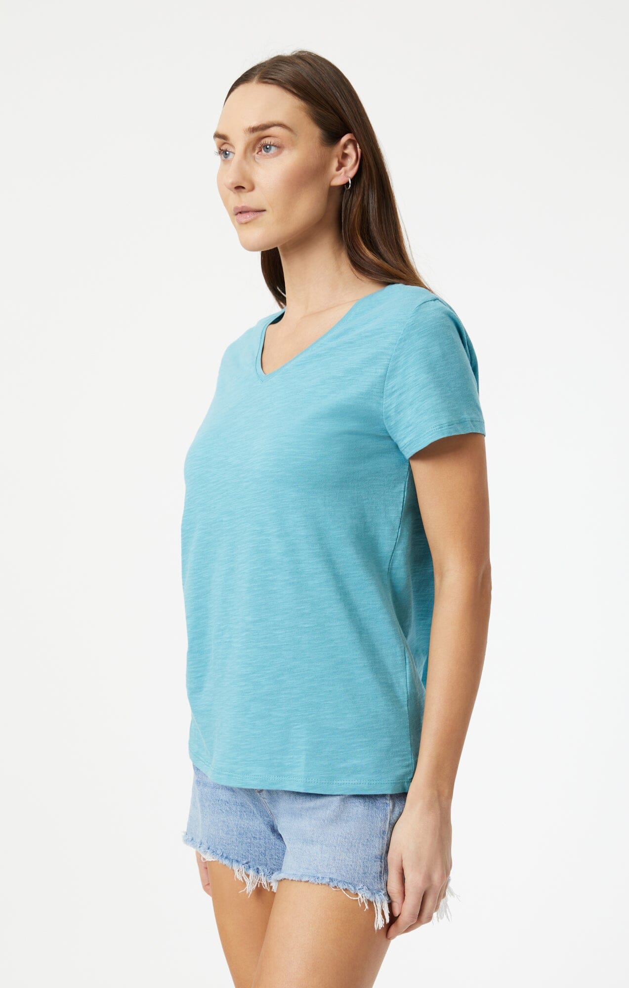 Shop Mavi V-neck T-shirt In Dusty Turquoise In Medium Blue
