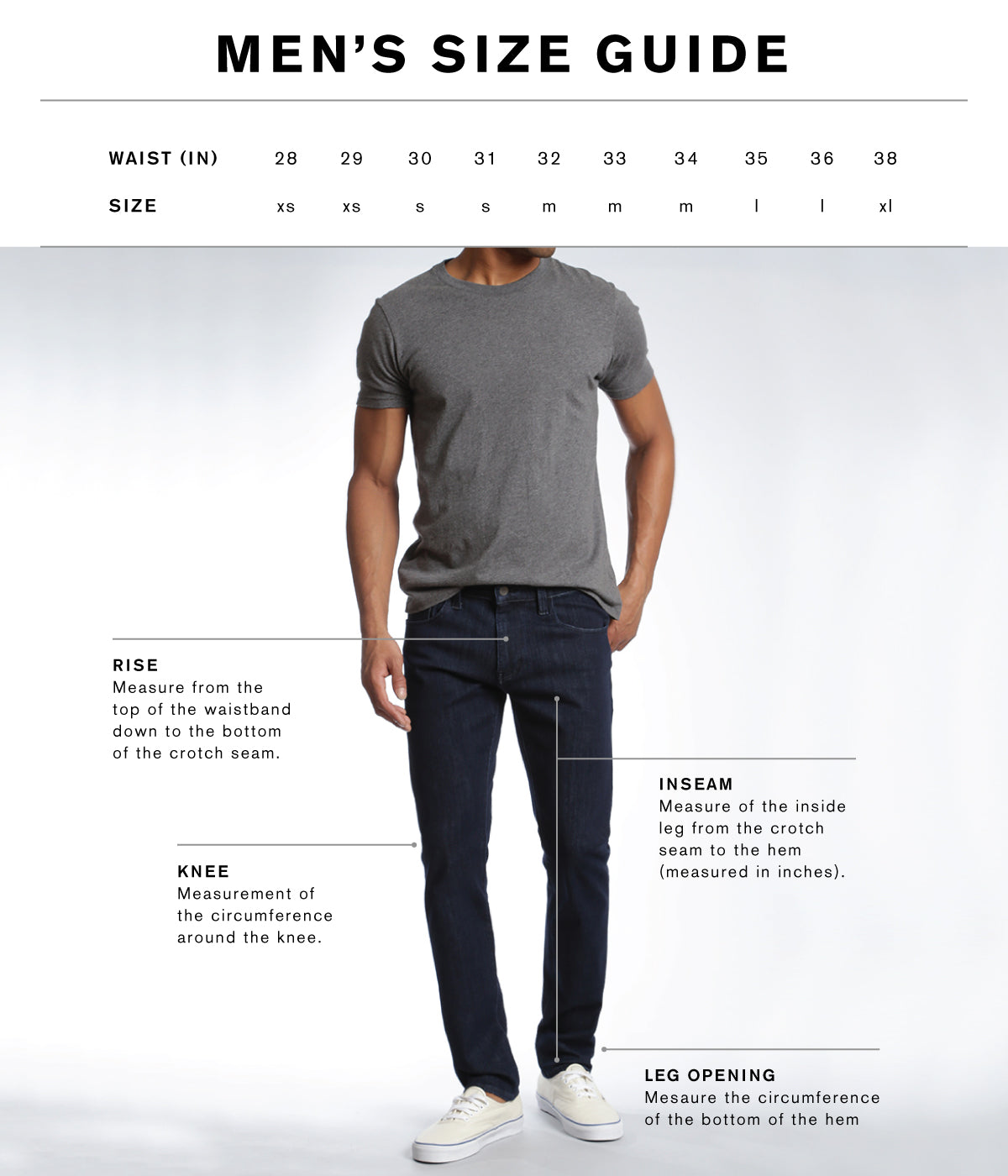 Men's Size Guide | Mavi Jeans
