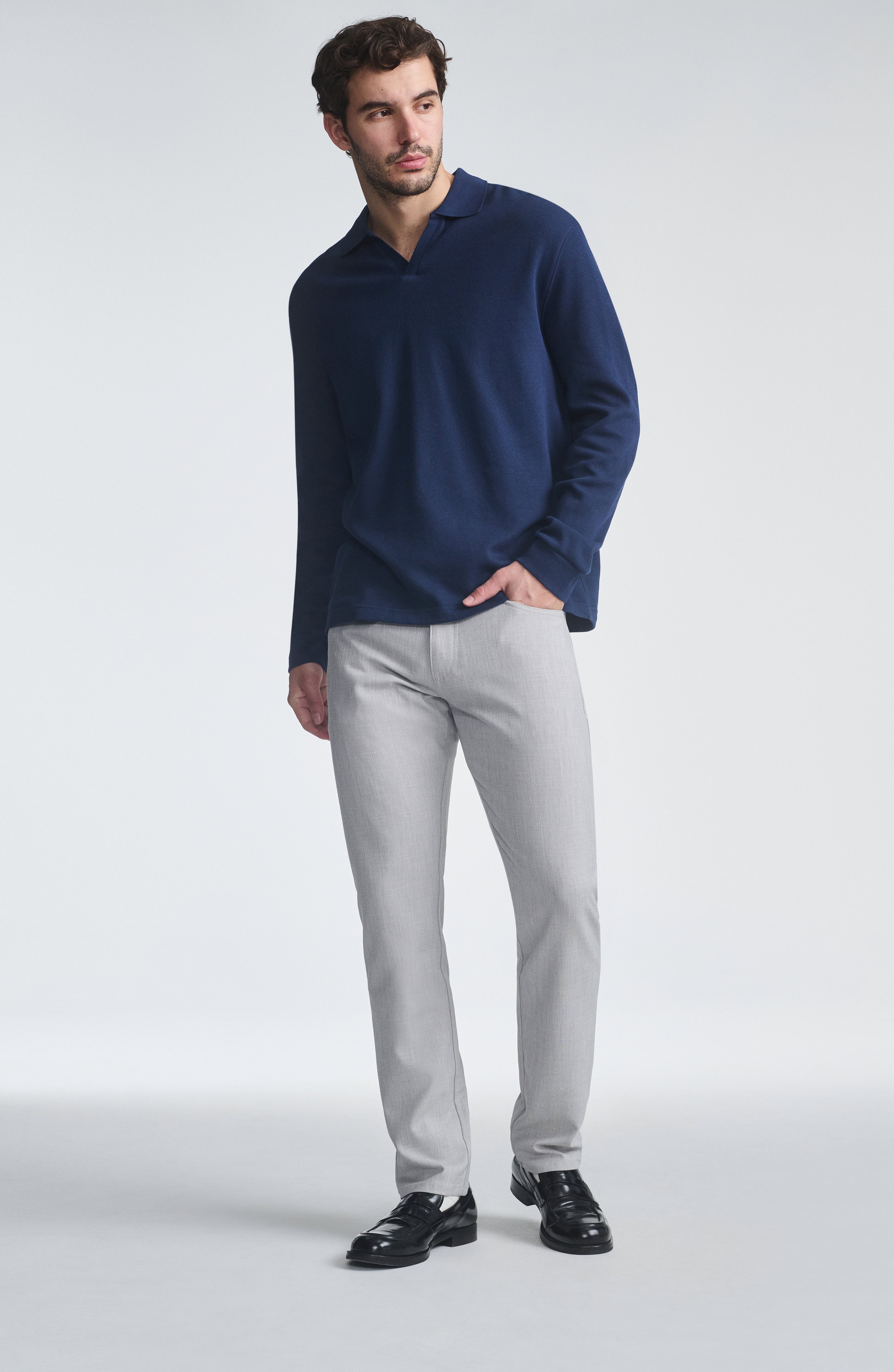 Mavi Marcus Slim Straight Leg In Bone Cross Hatch Twill In Grey