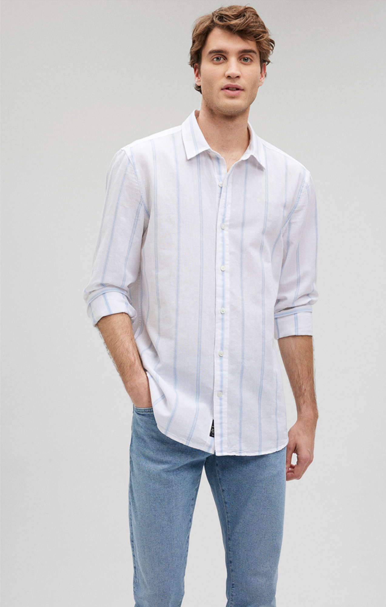 Mavi Striped Button-up Shirt In Desert Sage In White