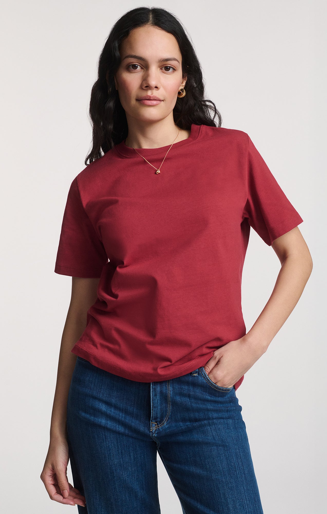 Mavi Short Sleeve Crew Neck T-shirt In Red Ochre