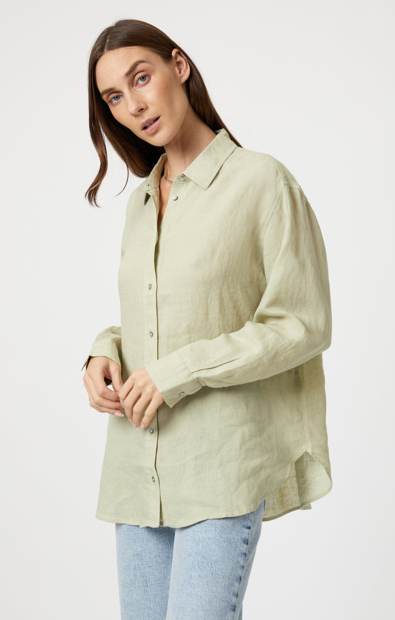 Mavi Women's Linen Button-Up Shirt In White