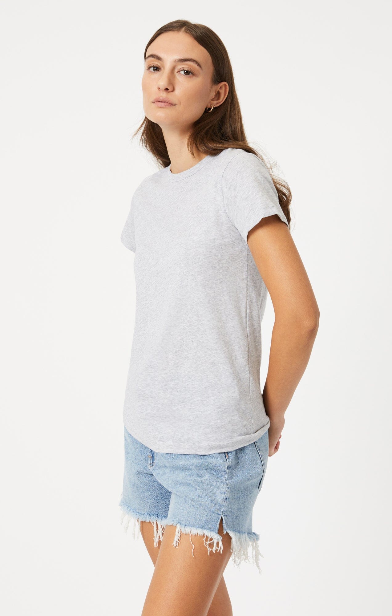 Shop Mavi Slim Crew Neck T-shirt In Snow Grey Melange