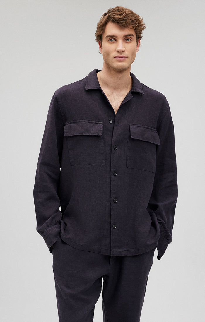 Shop Mavi Double Pocket Button-up Shirt In Persicope In Black
