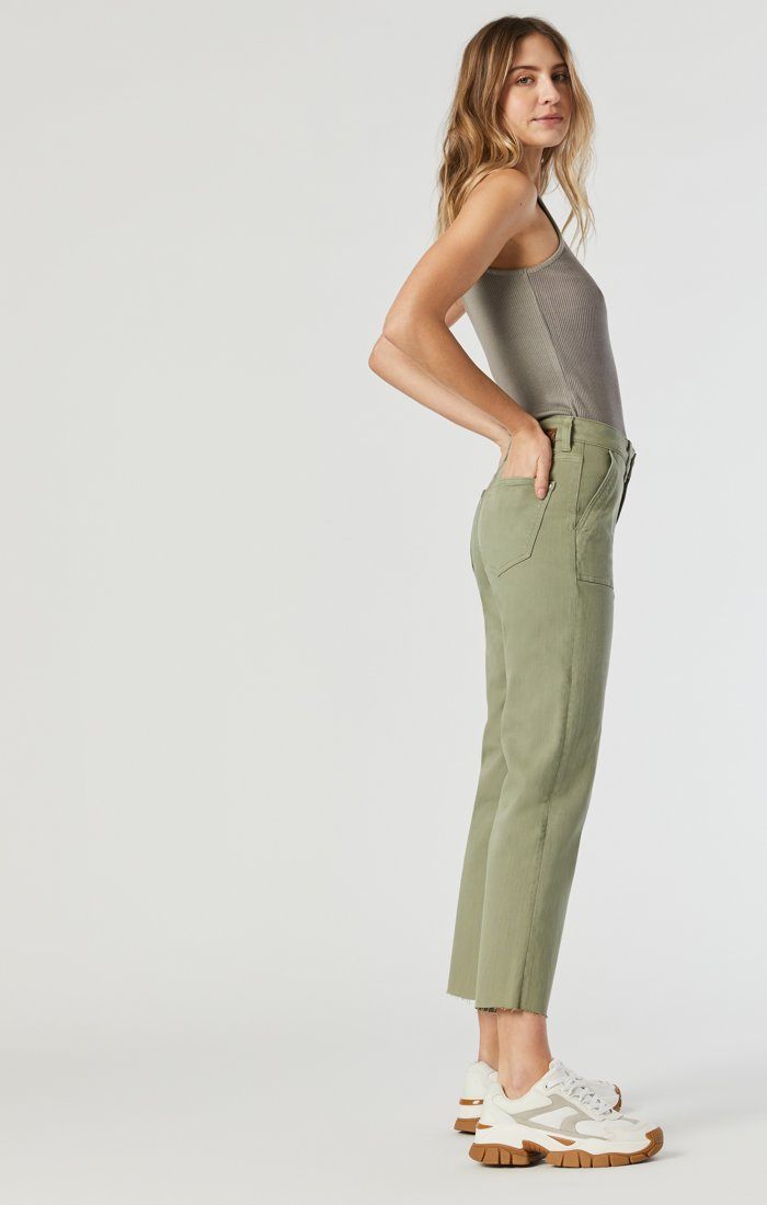 SHELIA FRONT POCKET STRAIGHT IN OLIVE  TWILL