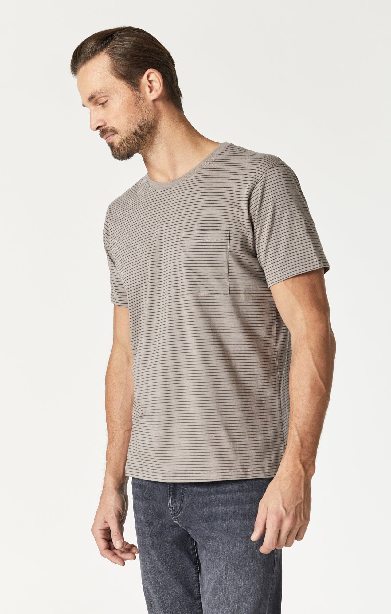 Mavi Men's Crew Neck T-Shirt In Light Grey Melange