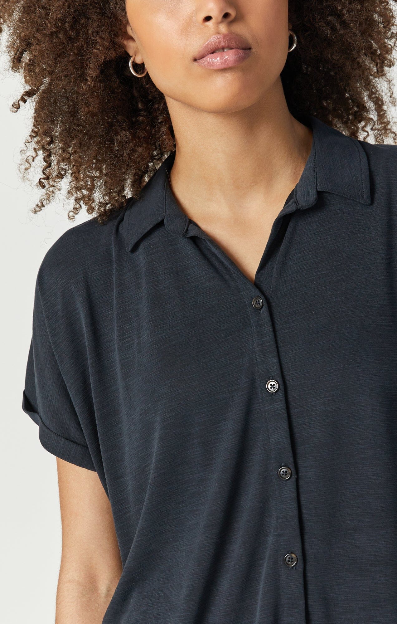 Mavi Women's Short Sleeve Button-Up Shirt In Porpoise