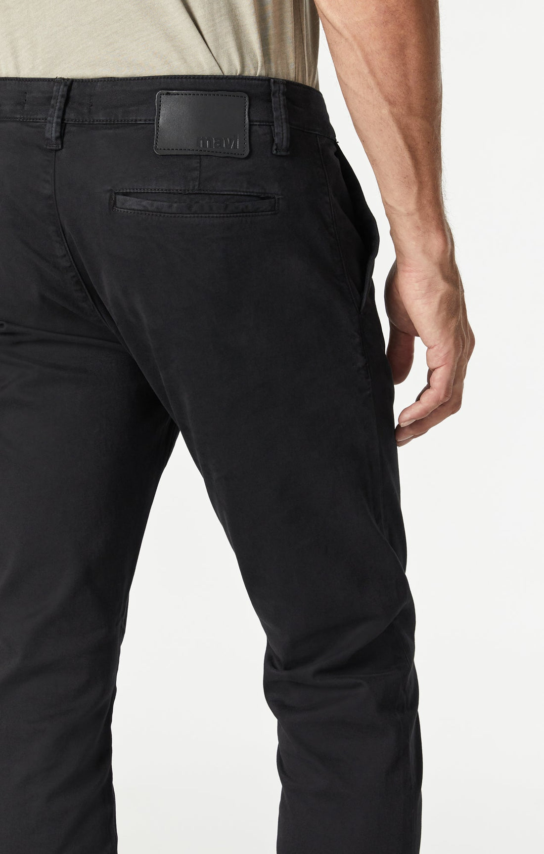 Mavi Men's Johnny Slim Chino in Black Sateen Twill