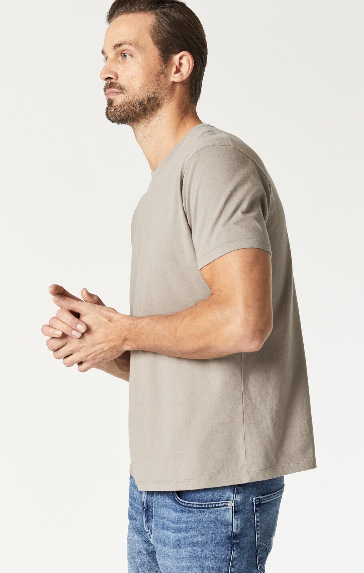 Mavi Men's Raw Edge Neck T-Shirt In Agave Green