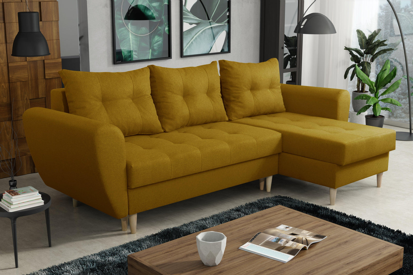 mustard corner sofa bed