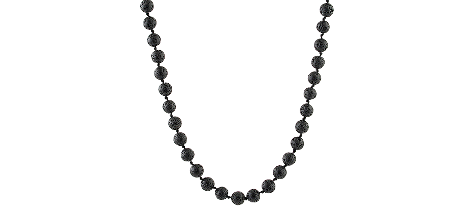 Mens Black Necklace - Black Stone Beaded necklace for Him ...