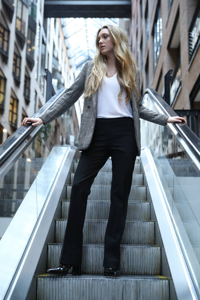 Class black trouser and white tee combination