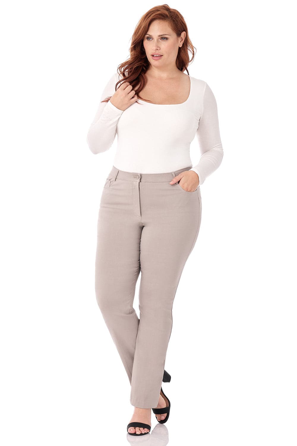 Curvy Tummy Control Pants with 5 Pockets | Rekucci