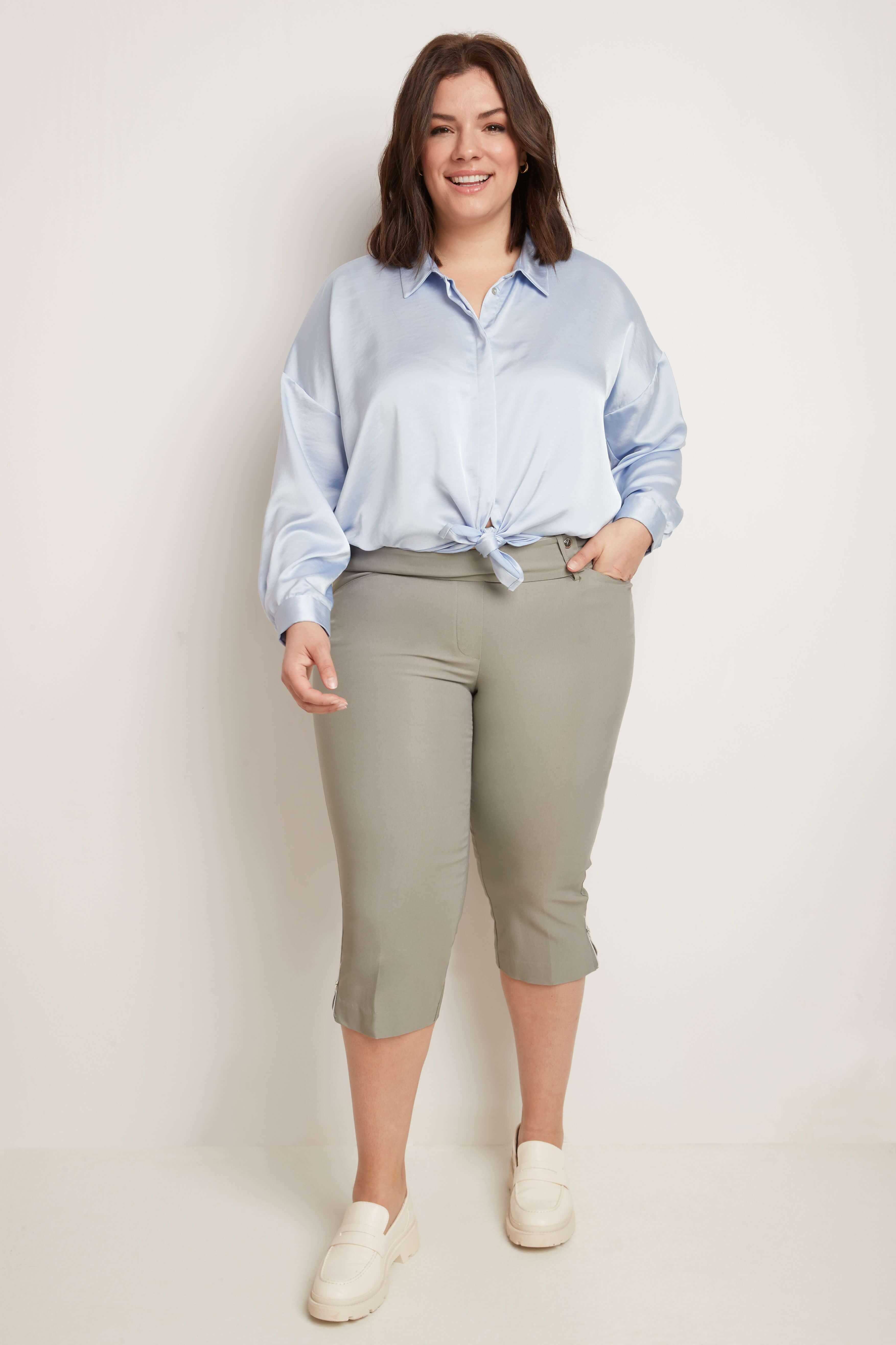 Curvy Chic Capris with Zipper Detail at the Hem | Rekucci