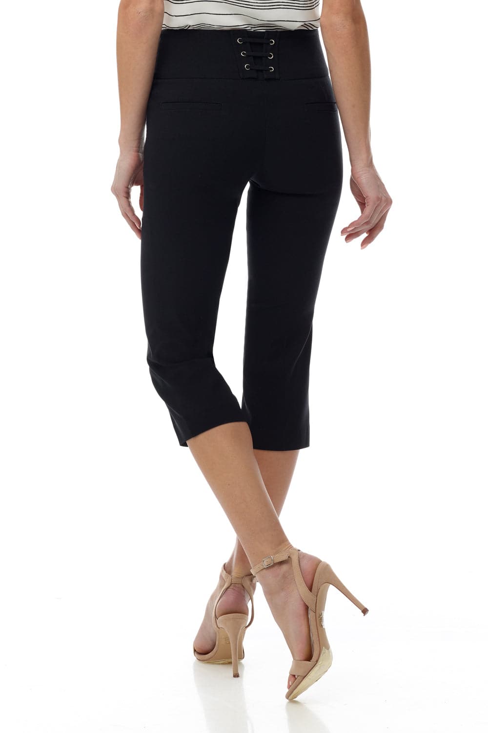 Slimming Capris with Wide Waist and Back Lacing | Rekucci
