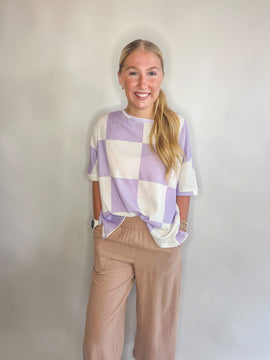 Laura Mae Checkered Oversized Top