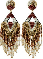 Beaded Fall Fringe Earrings