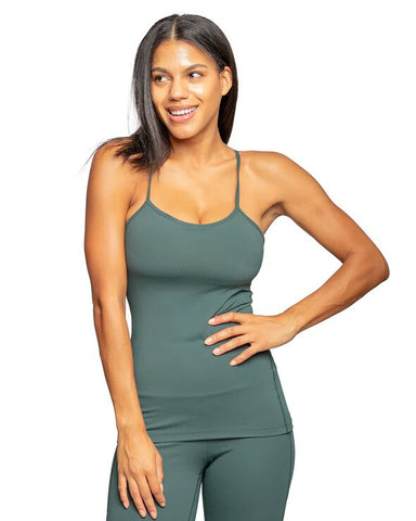 Woman in a green tank top