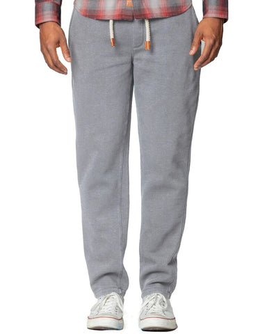 Man wearing grey chino-style sweatpants