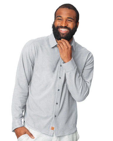 Man wearing a grey full-sleeve shirt