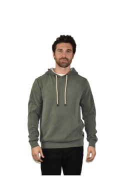 A man in an olive hoodie