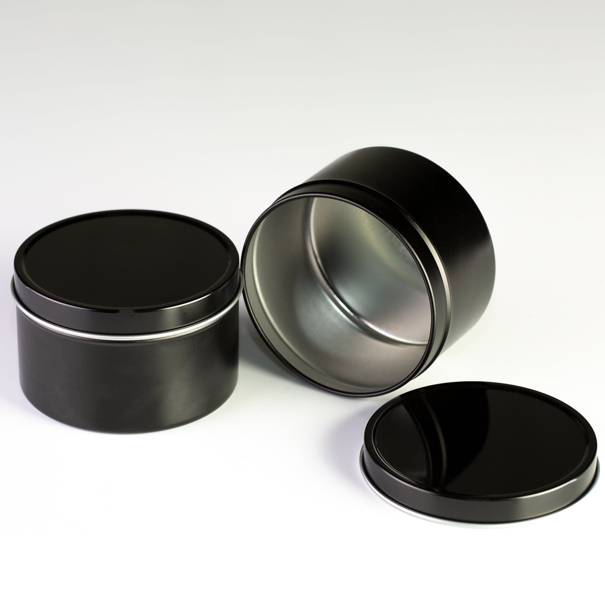 Black Deep Seamless Metal Tins / 8 oz – Voyageur Soap & Candle