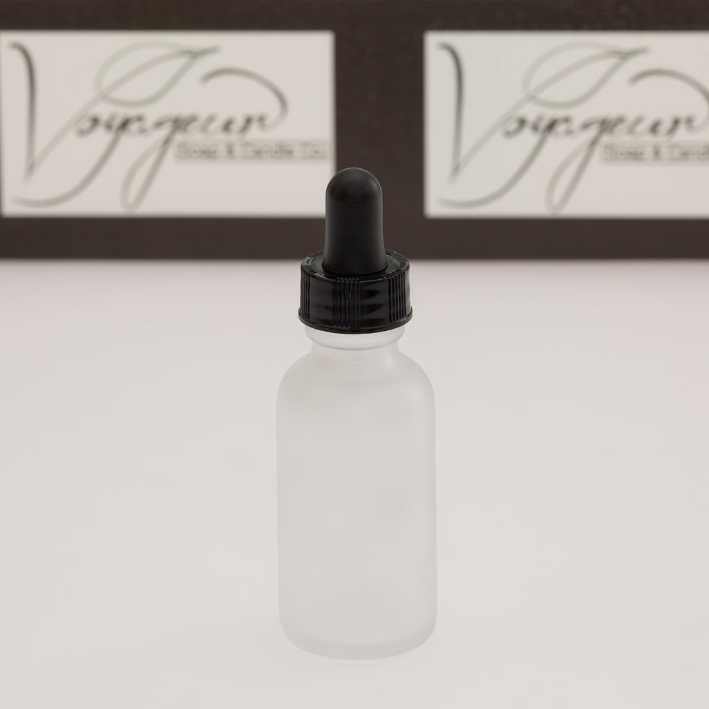 Download 1 Oz Frosted Glass Bottle With 30 Ml Black Glass Tube Dropper Voyageur Soap Candle