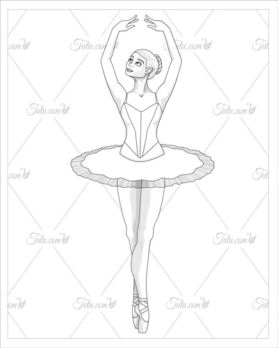 Ballerina Girls Coloring Book 40 pages of Hand Drawn Ballerinas