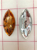 Decorative Gems - 1.75-inch Navette Sew-On Gems DARK TOPAZ 3-Pack Close-Out