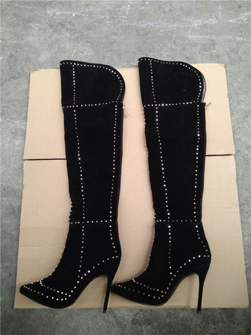 black and gold knee high boots