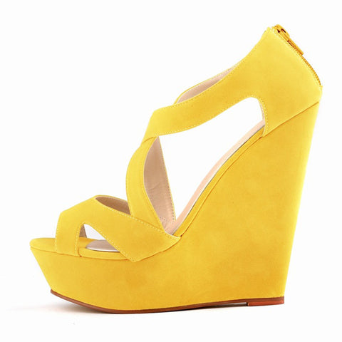 yellow wedges for women