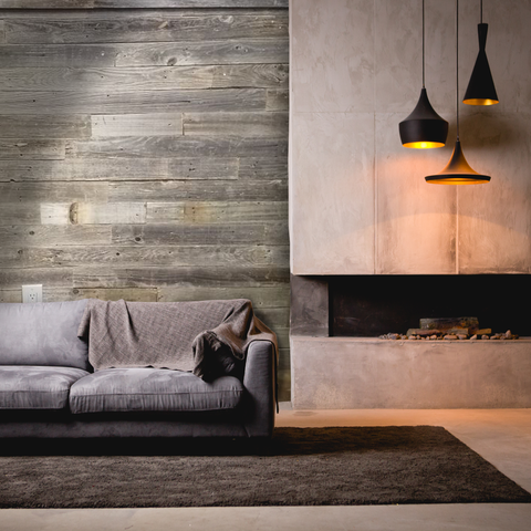 living room reclaimed wood wall