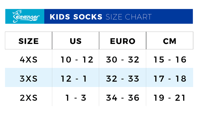 Kids' Tall SeaSnug Beach Socks Size Chart