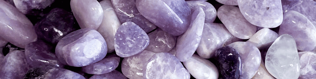 purple lepidolite crystals close up 