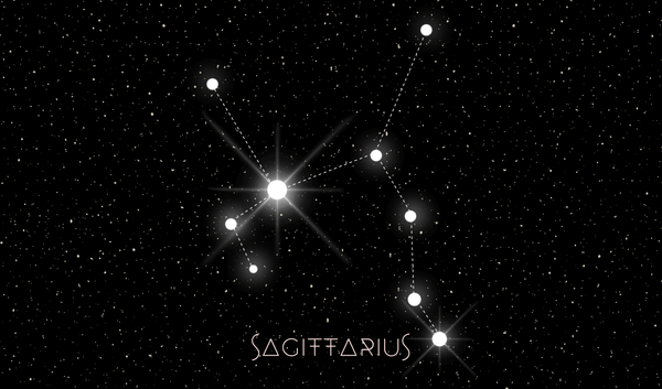 Starry background with a representation of the sagittarius constellation