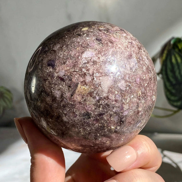 lepidolite crystal sphere