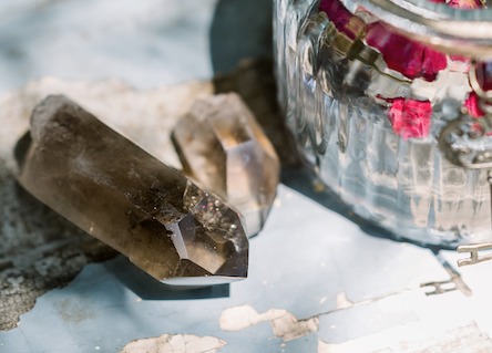 two smoky quartz points