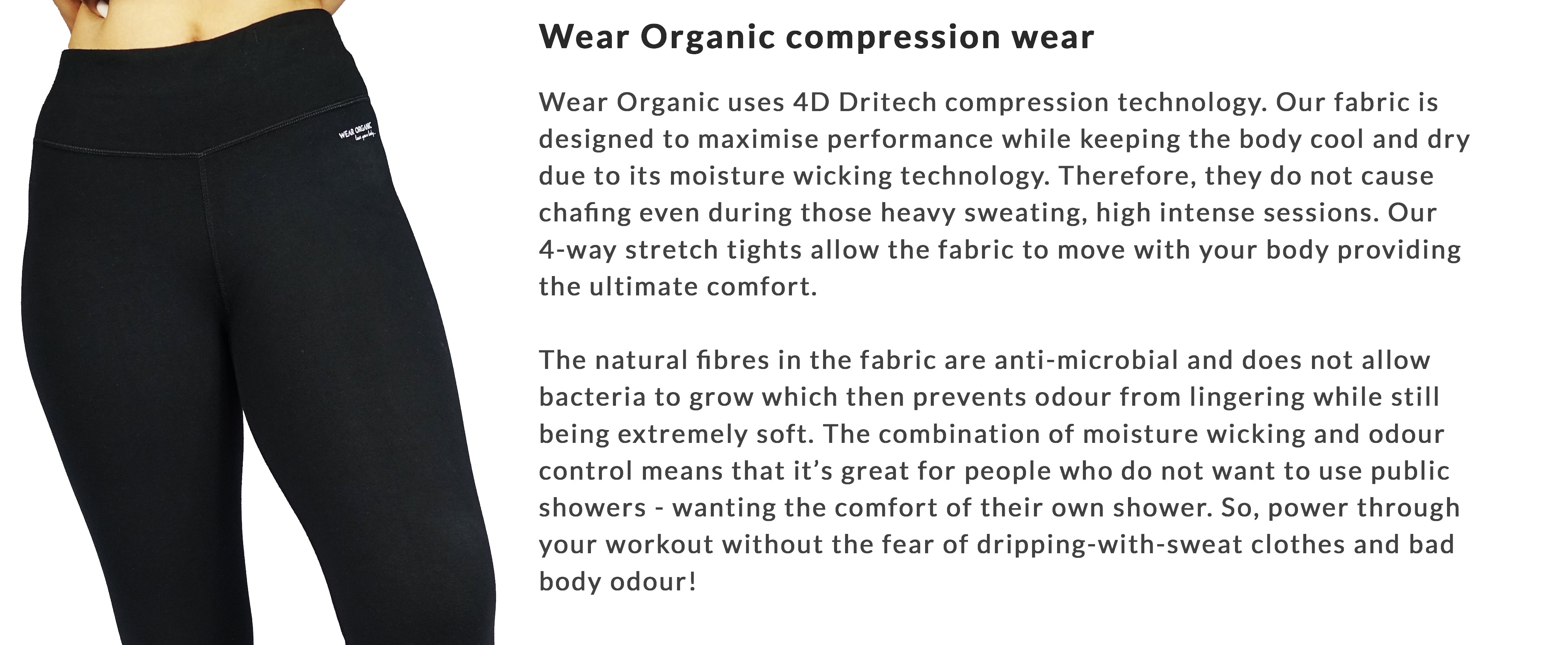 Wear Organic Compression legging bamboo organic cotton