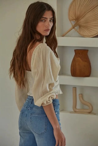 Women's Spring Outfit Look Flowy Blouse