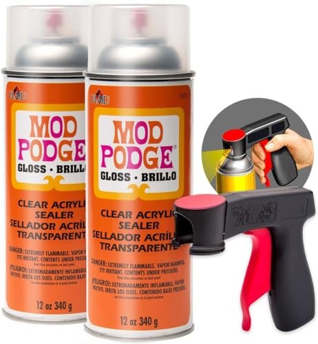 Gloss Mod Podge Spray Acrylic Sealer Clear Coating Gloss Paint Sealer Spray, Snap and Spray Paint Can Handle Sprayer Tool, Pixiss Blue Multi-Surface Painters Tape