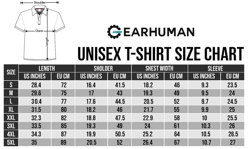 Us Unisex T Shirt Size Chart