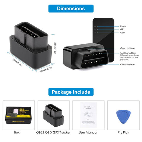 OBD2 GPS Tracker with SIM GPS LBS Realtime Positioning Free Charging