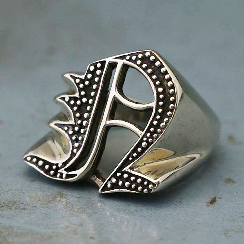 N Alphabet Biker Ring Gothic Sterling Silver 925 Old English A Z Initi Jack S Club