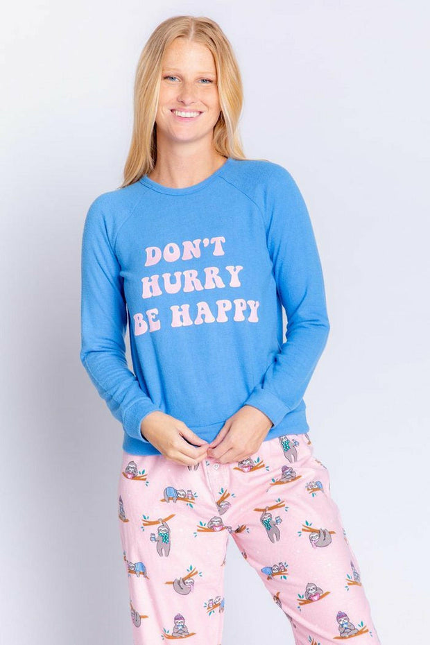 LONG SLEEVE PJ TOP- DON'T HURRY, BE HAPPY